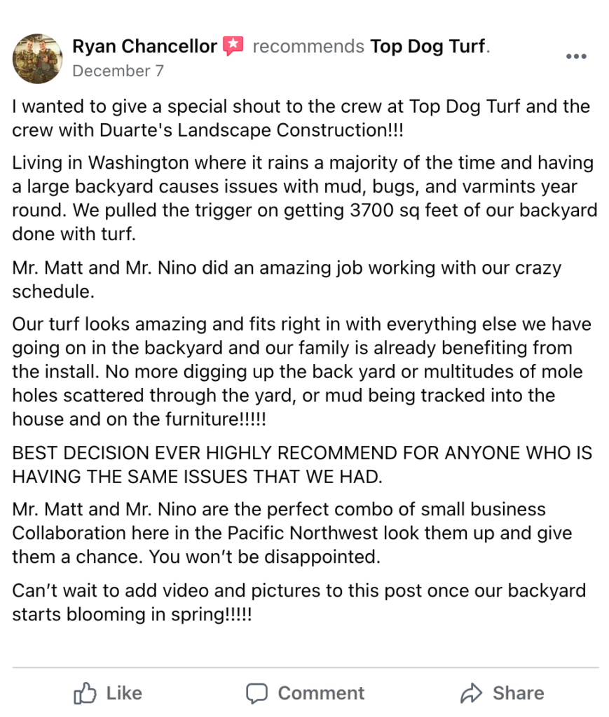 Pierce County Turf Solutions Top Dog Turf